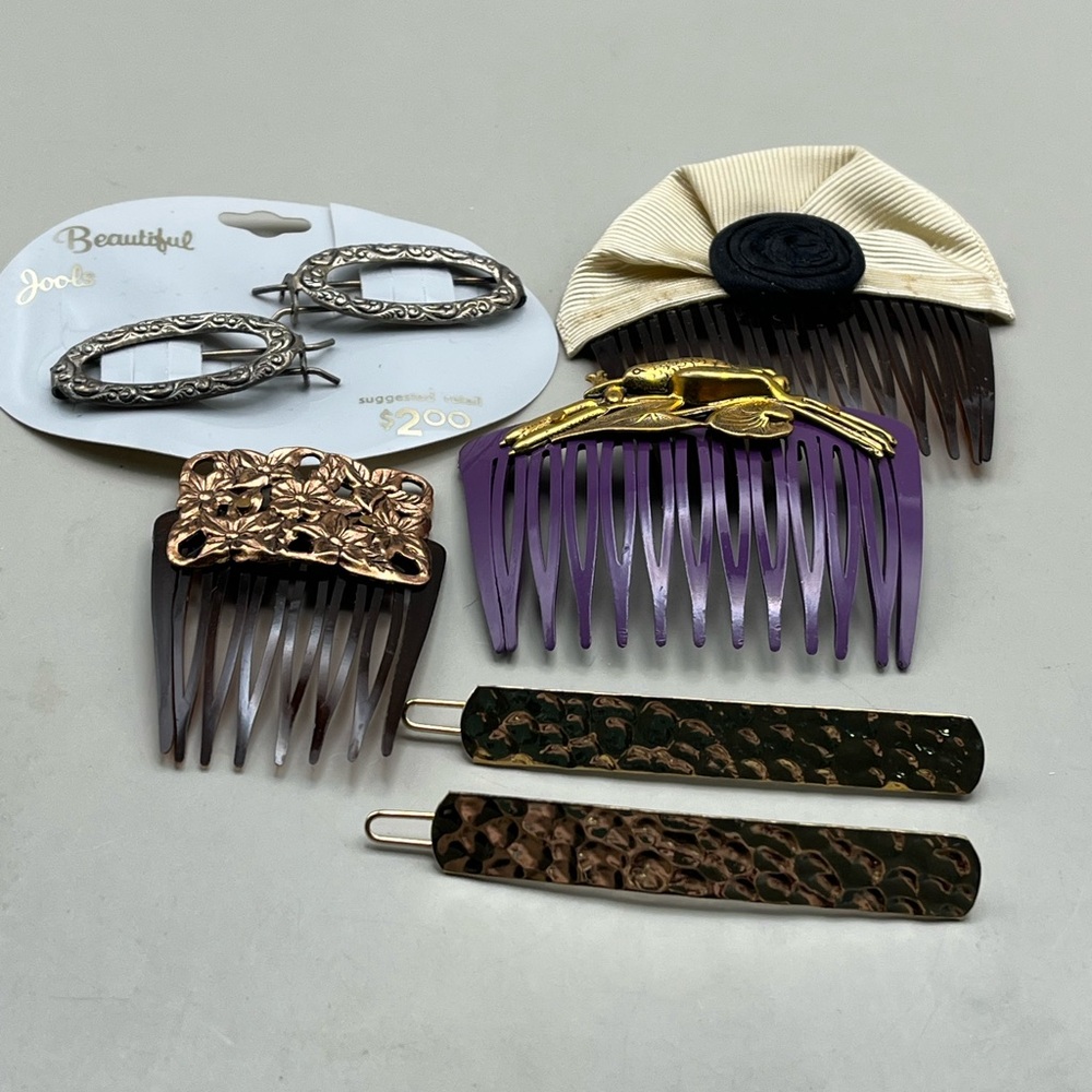 Elegant Purple and Gold Retro Hair Comb Set-Stylish Chic